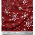 thumbnail image 1 of Soimoi Red Georgette Viscose Fabric Snow Flakes Floral Printed Fabric 1 Yard 42 Inch Wide, 1 of 5