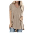 thumbnail image 1 of CEHVOM Femmes Mode Plus Size Print V Cou Manches Courtes T-shirt Blouse, 1 of 4