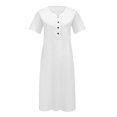 thumbnail image 4 of Pisexur Robe à Manches Courtes Col en V Longueur Genou Mode Femmes Été Imprimé Décontracté Col en V Bouton Manches Courtes Vacances Poches Robe Femmes Robe, 4 of 7