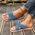 thumbnail image 2 of Solid Color Strap Sandals Casual Summer Slides Flat Heel Round Toe Cloth Upper for Spring Summer Fall Daily Casual Wear, 2 of 5