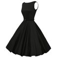 thumbnail image 4 of Pompotops Ladies' Solid Color Short-Sleeved O-Neck High-Waisted Big Swing Party Dress, 4 of 5