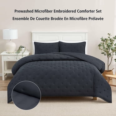Mainstays Queen Comforter Set, Soft Lightweight & All Season, 3-Piece, Dark Grey
