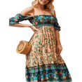 thumbnail image 4 of MesaSe Women‘s Summer Boho Dress Floral Print Square Neck Ruffle Swing Beach Party Long Maxi Dress Style E S, 4 of 5