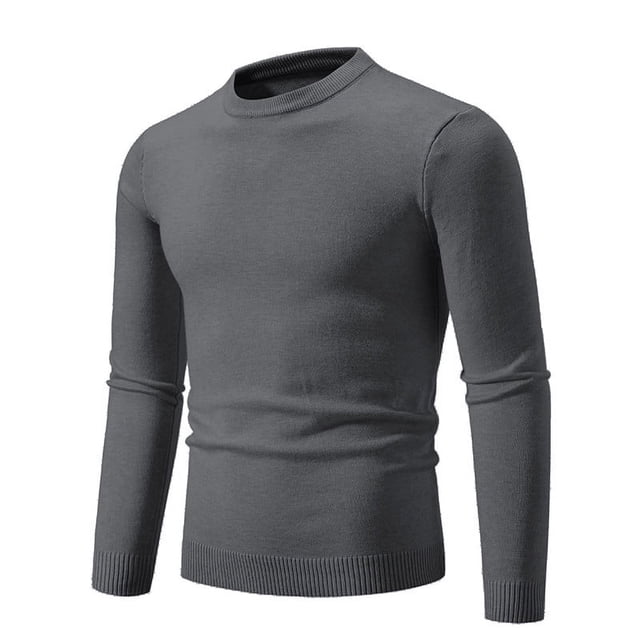 Besolor Mens Sweaters Casual Round Neck Long Sleeve Pullover Blouse Plus Size Solid Color Knitted Thermal Basic Tops