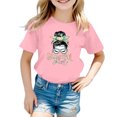 thumbnail image 1 of WEAIXIMIUNG T-Shirts à Col Montant pour Fille Enfant Filles Mignon Imprimé Graphique Col Rond Manches Courtes Tee Été Décontracté T-Shirt, 1 of 4