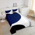 thumbnail image 4 of Erosebridal Modern Abstract Bedding Full Comforter Set, Black White Gray Navy Blue Down Comforter Breathable 3pcs, 4 of 8