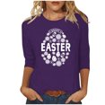 thumbnail image 1 of RKSTN Hauts Grande Taille pour Femmes Œufs de Pâques Mignons Imprimés Lapin Coupe Ample Col Rond Manches 3/4 Printemps Été Blouse Douce, 1 of 4