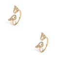 thumbnail image 4 of Transemion Women Ring Crystal Adjustable Open 18K Gold Plated Rings Wedding Girls Jewelry Sparkling Rhinestone Personalized Gift Type 1 2Set, 4 of 6