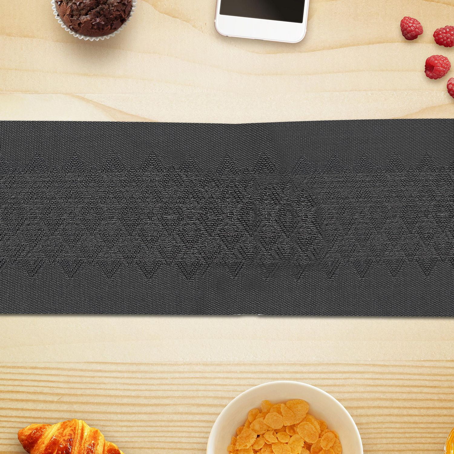 IH Casa Decor Vinyl Table Runner 72" Diamond Band Black - Ensemble De 2
