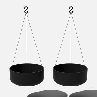 Veradek Pure Series Hanging Kona Bowl 14" Planter 2 Pack Black