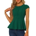 thumbnail image 1 of INSPIRE CHIC Hauts à Basque pour Femmes Manches Cap Rond Blouses Unies TP Vert, 1 of 6
