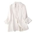 thumbnail image 2 of Vestes Blazer pour Femmes Liquidation Femmes Dames Uni Col Rabattu Veste Manches Longues Manteau Vêtement d'Extérieur, 2 of 6