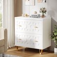thumbnail image 3 of Tribesigns 2-Drawer File Cabinet, Modern White Lateral Filing Cabinet for Home Office, Large Storage Filing Cabinet Printer Stand for Legal/Letter/A4 Size, White & Gold, 3 of 9