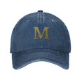 thumbnail image 1 of ZICANCN Adjustable Baseball Cap Women, Alphabet M Pattern Hats for Men Adult Washed Cotton Denim Baseball Caps Fashion, Navy Blue, 1 of 6