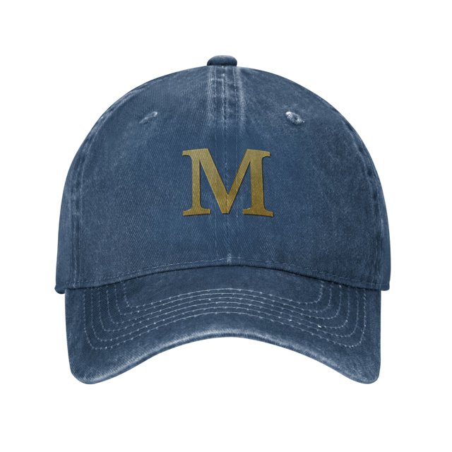 ZICANCN Adjustable Baseball Cap Women, Alphabet M Pattern Hats for Men Adult Washed Cotton Denim Baseball Caps Fashion, Navy Blue