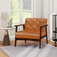 thumbnail image 4 of Costway 2PCS Accent Chair Button Tufted Mid-century Modern Lounge Chair with Armrest Caramel, 4 of 9