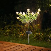 Cagogo Solar Powered Gardenia Flower Lights, 7-Head Solar Stake Lights for Garden Yard Patio, Waterproof Outdoor Solar Lights for Landscape Decoration, Solar Garden Lights for Pathway Walkway