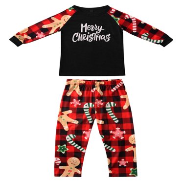 Matching Family Christmas Pajamas Set Family Christmas Pjs Matching Sets Gingerbread Man Printed Sleepwear Sets