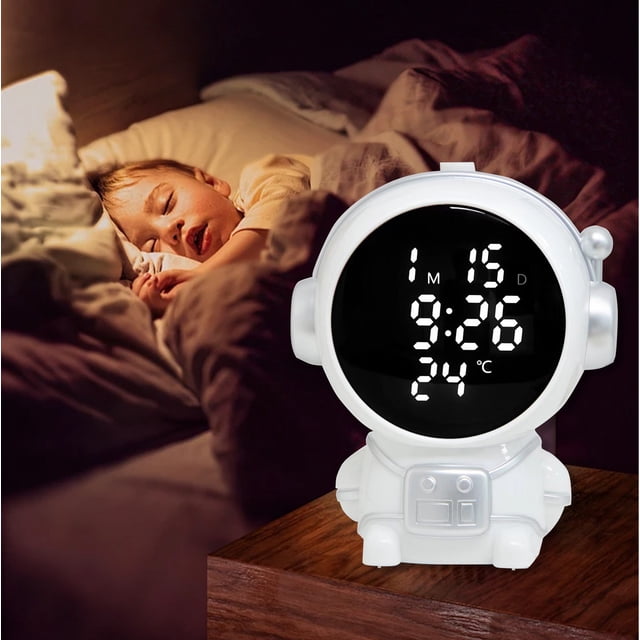 TopLLC Réveil Électronique pour Petit Astronaute avec Mode Nuit Réglable et Surveillance de la Température Intérieure en Temps Réel pour Plus de Commodité et de Confort Réveil