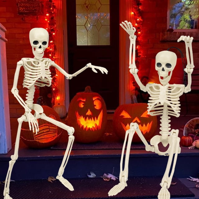 sdhkgrrt under $5 Halloween Skeleton, Halloween Skeleton Decoration Props,Life-Size Simulation Skeleton,Scary Holiday Scene Decor,Movable Joint Skeleton Figure,Halloween Party Supplies