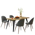 thumbnail image 4 of Homy Casa 5-Piece Dining Set, Walnut Wooden Kitchen Table with 4 Upholstered High-Back Grey Fabric Dining Chairs, Contemporary Live Edge Design, 4 of 10