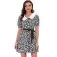 thumbnail image 1 of INSPIRE CHIC Robe-Chemise Courte à Manches Courtes pour Femme, Coupe Évasée, Col Contrastant, Noir-Blanc, TG, 1 of 5