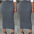 thumbnail image 3 of Honganda Jupe Crayon Maxi Taille Haute Élastique pour Femmes, Couleur Unie, 1, 3 of 4