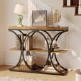 thumbnail image 2 of BeesClover 3-Tier Narrow Console Table, Modern Sofa & Entryway Table with Open Shelves & Geometric Metal Legs, for Living Room, Hallway, Foyer, 2 of 6