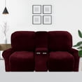thumbnail image 1 of CHOK 2024 Housse pour Causeuse Inclinable avec Housse pour Console Centrale Housse de Canapé Inclinable 8 Pcs en Velours Extensible 2 Places Bleu Paon, 1 of 11