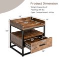 thumbnail image 2 of Gymax Table de Chevet Table d'Appoint Bout de Canapé avec Tiroir Cadre en Métal pour Salon Chambre, 2 of 9
