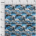 thumbnail image 2 of oneOone Cotton Poplin Medium Blue Fabric Writing Font Craft Projects Decor Fabric Printed By The Yard 56 Inch Wide, 2 of 4