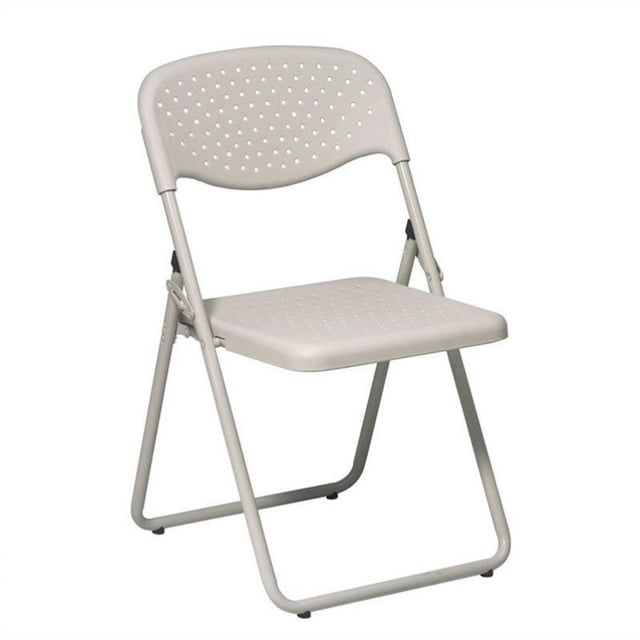 Folding Chair with Beige Plastic Seat and Back and Beige Frame. (4 Pack)