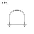 thumbnail image 3 of Unique Bargains Rond U-Bolts 5 Ensembles 62mm (2,44 ') Largeur Intérieure 80mm Longueur M6 304 Acier Inoxydable avec Rondelles d'Écrous et Plaques, 3 of 5