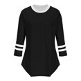 thumbnail image 5 of SwiftWear T-Shirts pour Femmes Manches 3/4 Tendance Été Haute Saturation Chemises Rayées Couleur Unie Tunique Décontractée Habillée, 5 of 5