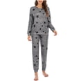 thumbnail image 1 of Teissuly Pyjama pour Femmes, Haut Décontracté à Manches Longues, Pantalon Ample Imprimé, Tenue d'Intérieur, Ensemble de Pyjama, 1 of 4