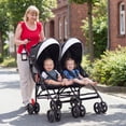 thumbnail image 2 of Babyjoy Foldable Twin Double Stroller Kids Ultralight Umbrella Stroller Pushchair 18 lbs Black, 2 of 9