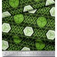 thumbnail image 3 of Soimoi Green polyester Crepe Fabric Geometrical Star Geometric Print Fabric by Yard 42 Inch Wide, 3 of 5