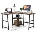 thumbnail image 1 of Gymax Bureau d'Ordinateur d'Angle en L Table d'Étude avec Étagères de Rangement Noir, 1 of 10