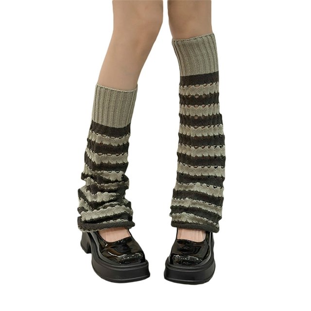 Boot Cuffs for Women - Striped Leg Warmers and Ribbed Knit Knee High Socks