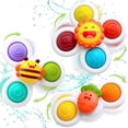 thumbnail image 1 of Suction Cup Spinner Toys for Toddlers 1-3 – 3-Piece Sensory Spinning Tops Set for Bath, Highchair & Table – Fun Fine Motor Skill Development, 1 of 5