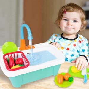 TIMIFIS Toys Kitchen Set pour enfants Kitchen Sink Toys Enfants Lave-vaisselle Jouet à jouer avec l'eau courante Jouet de jeu Enfants Cadeaux de Noël