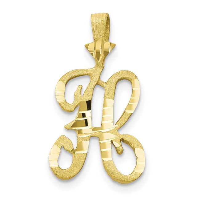 Diamond2Deal 10K Yellow Gold Grooved Letter H Initial Pendant for Women