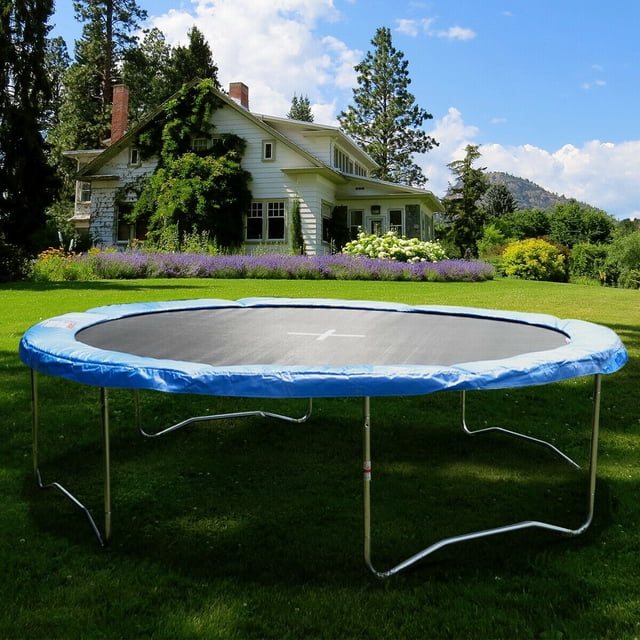 Gymax Coussin de Sécurité Bleu Printemps Rond Housse de Coussin de Remplacement pour Trampoline 12 Pieds