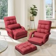 thumbnail image 2 of Costway Fauteuil de Sol Pliant avec Dossier Réglable à 6 Positions et Coussin Lombaire Rouge, 2 of 10