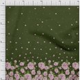 thumbnail image 1 of Soimoi Green Poly Georgette Fabric Leaves & Rose Panel Print Sewing Fabric BTY 52 Inch Wide, 1 of 1
