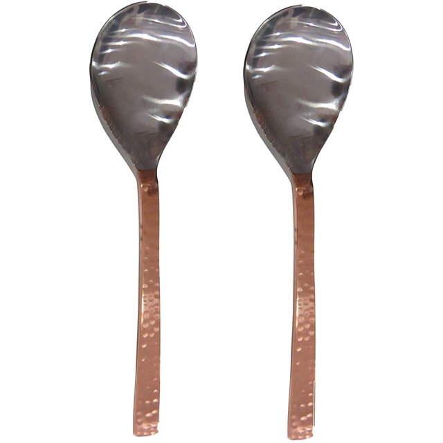 COPPER Serving Spoons Set of 2 Indian Dinnerware Serveware,copper spoon set size 8 inch long,serving spoon