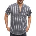 thumbnail image 1 of Lolmot Shirts for Men, Mens Fashionable Short Sleeved Stand Up Collar Button Top, 1 of 6