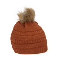 thumbnail image 2 of Gravity Threads Tuque à Pompons en Tricot Torsadé en Fausse Fourrure, Rouille, 2 of 2
