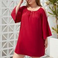 thumbnail image 4 of AherBiu Robe Courte Droite Ample Décontractée d'Été à Épaules Dénudées et Encolure Carrée pour Femmes Grande Taille, 4 of 6