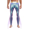 thumbnail image 1 of TiaoBug Mens Metallic Shiny Mermaid Flare Pants Ruffled Tulle Trims Fishscale Print Tights Leggings Purple XL, 1 of 5